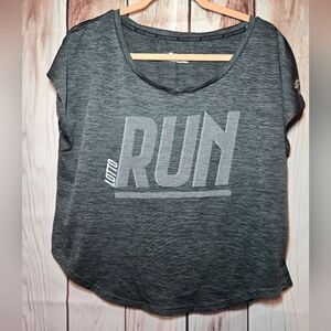Lotto Women's Charcoal RUN Graphic Short Sleeve Tee Size Large
